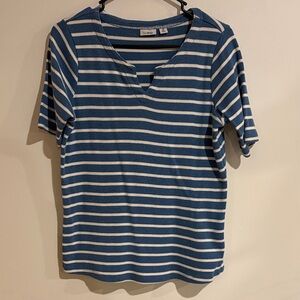 L.L. Bean Blue and White Striped Jersey Top